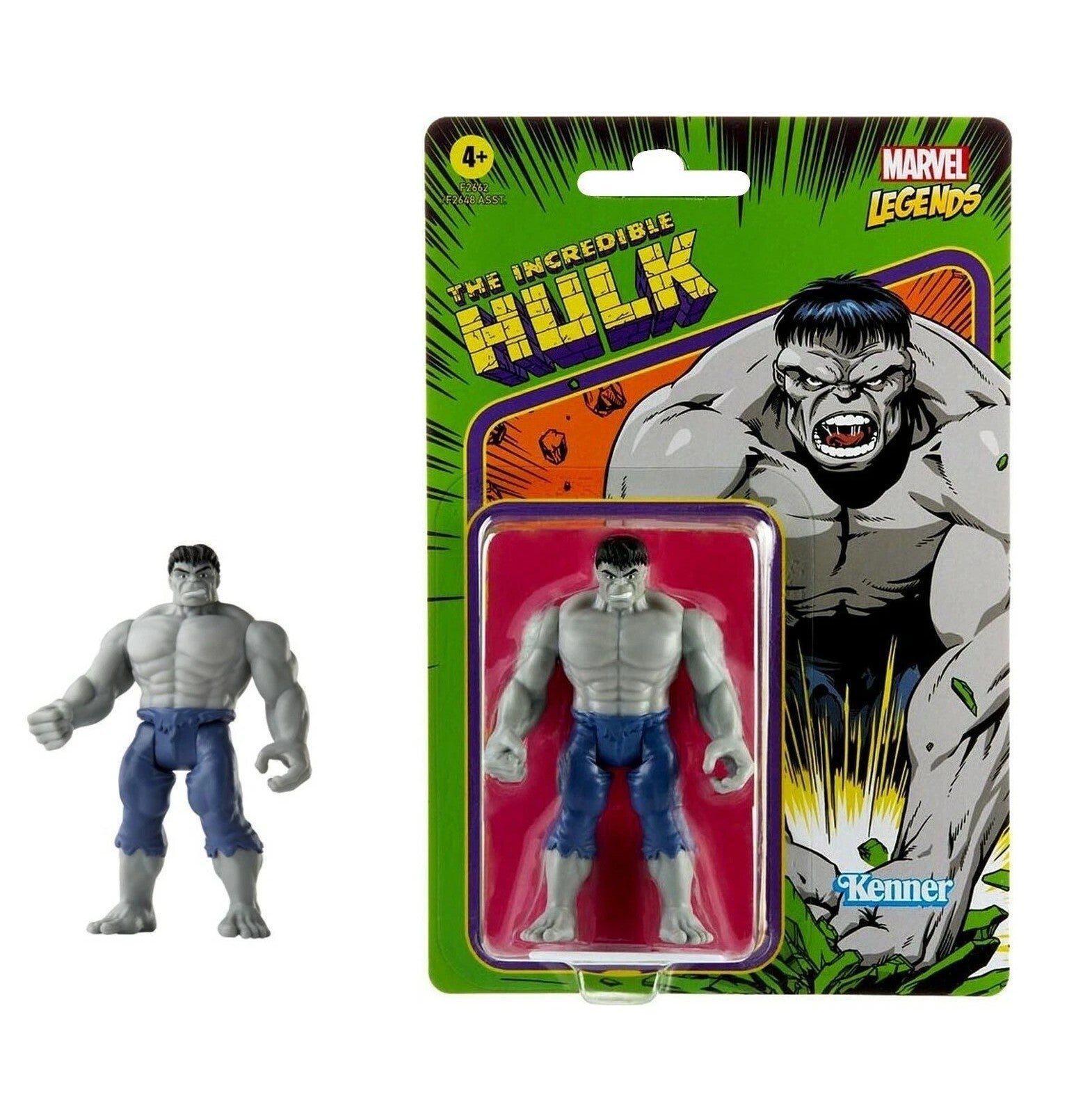 Marvel Legends Retro- Grey Hulk- Kenner 3.75-inch Carded Action Figure