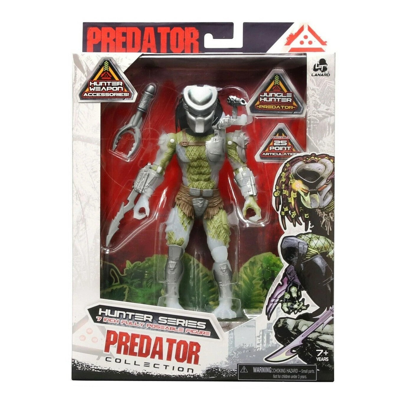 Lanard Toys- Jungle Hunter Predator- 7-Inch 25-Point Poseable Battle Action Figure with weapon