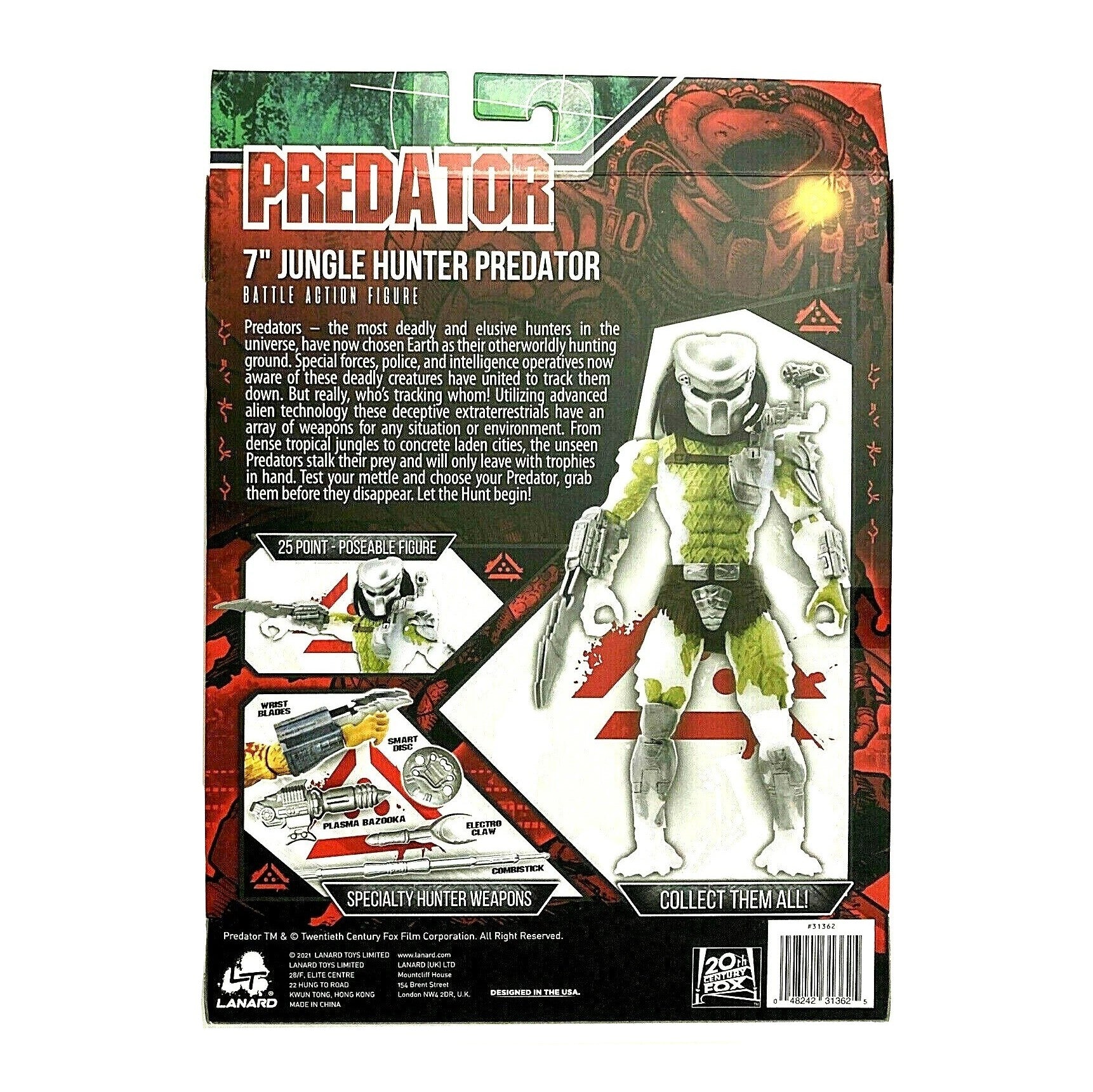 Lanard Toys- Jungle Hunter Predator- 7-Inch 25-Point Poseable Battle Action Figure with weapon