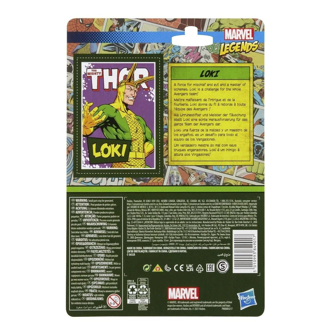 Marvel Legends Retro Mighty Thor- Loki- Kenner 3.75-inch Carded Action Figure