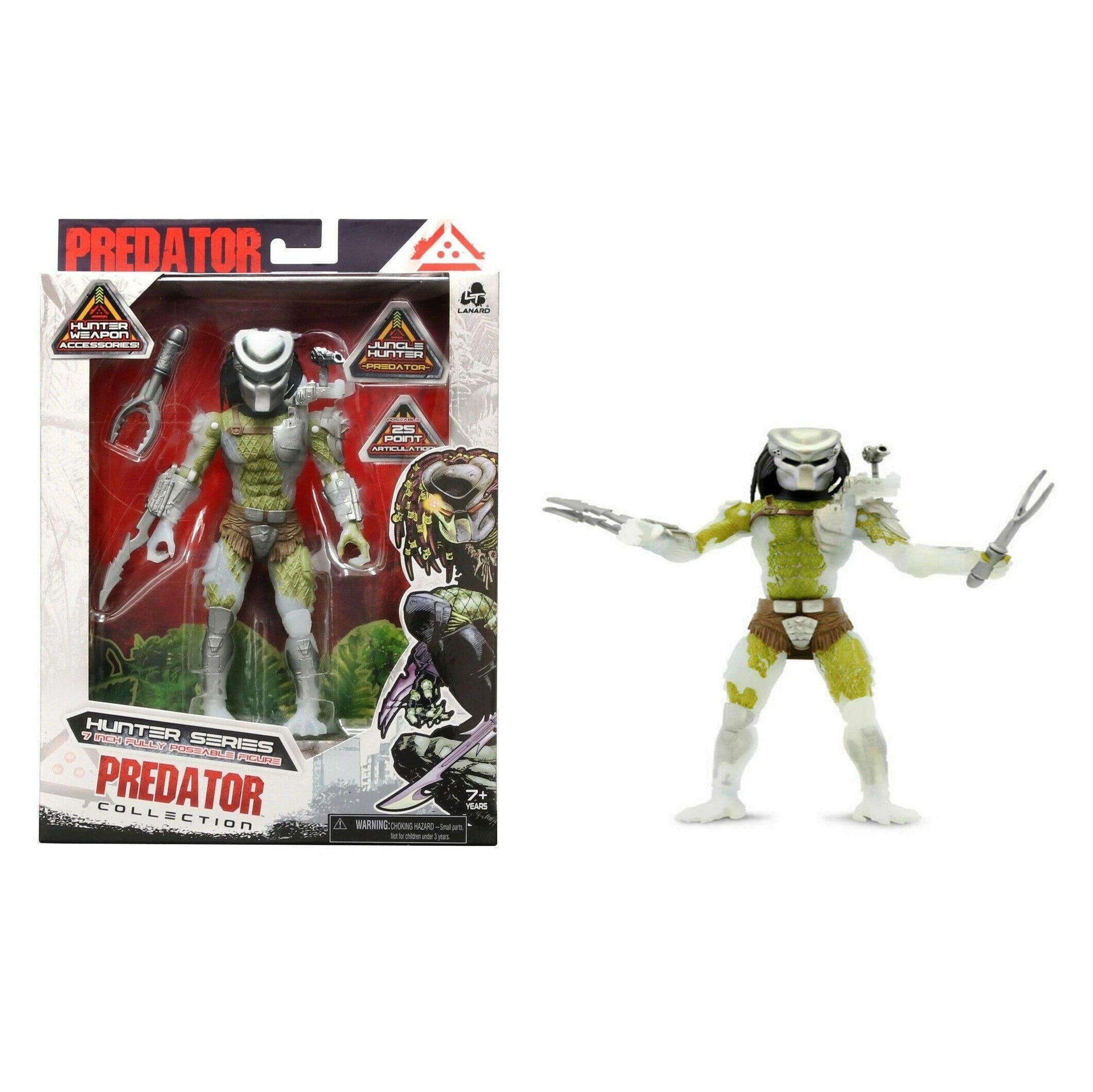 Lanard Toys- Jungle Hunter Predator- 7-Inch 25-Point Poseable Battle Action Figure with weapon