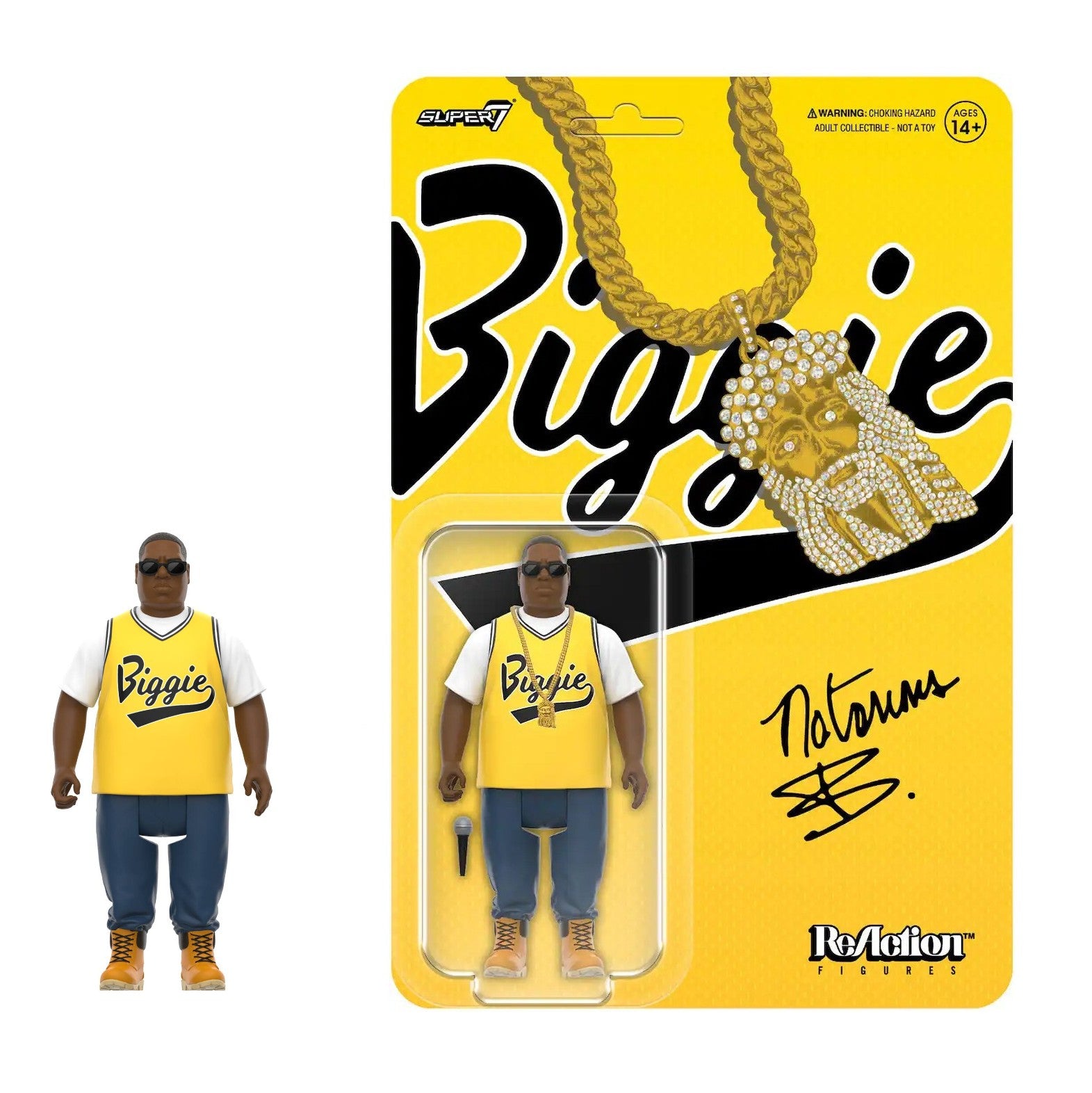 Super7 The Notorious B.I.G.- Biggie (Yellow Jersey Ver.)- ReAction Figure