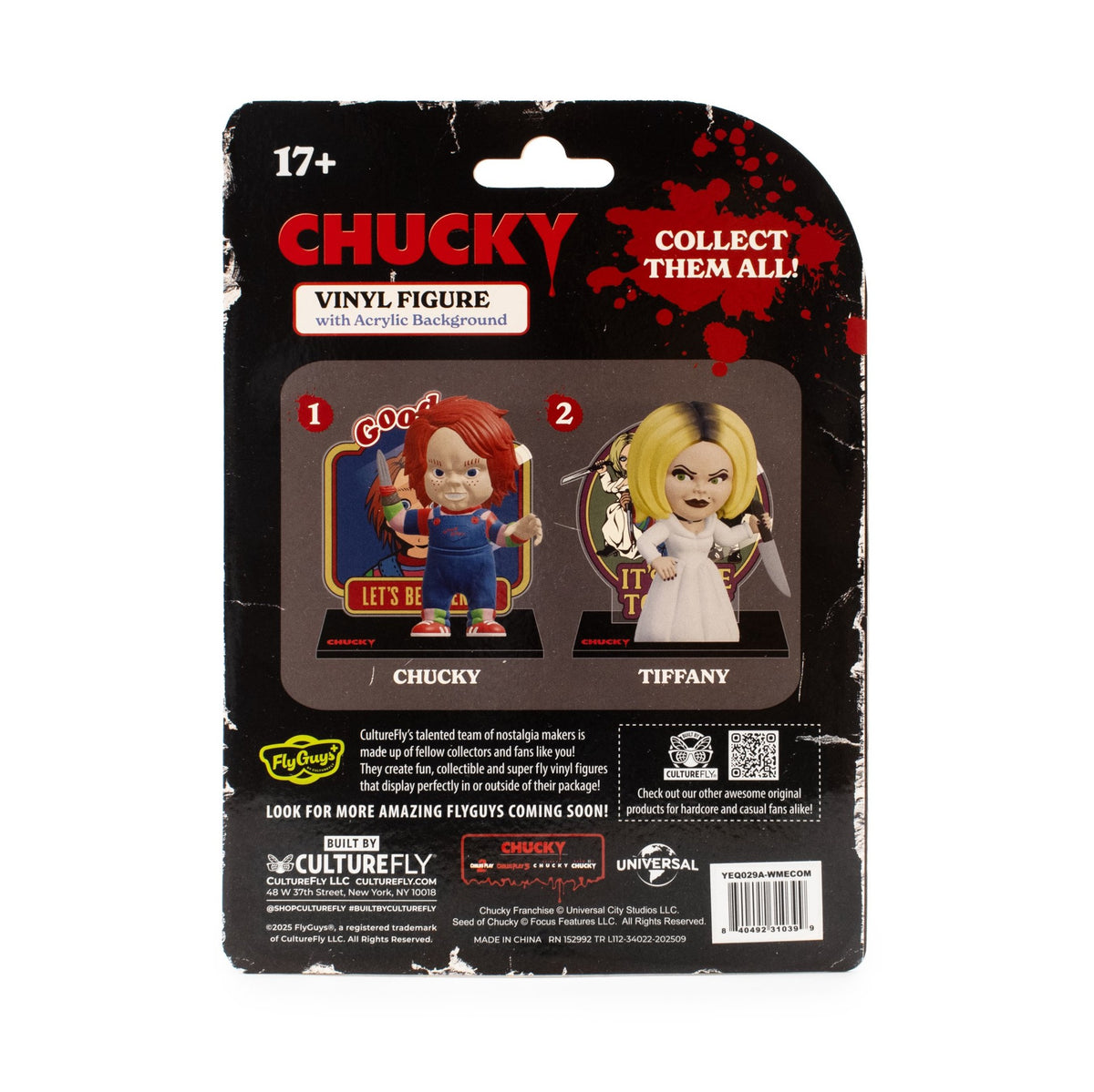 CultureFly FlyGuys Chucky- Tiffany- Collectible 4.5" Vinyl Figure with Acrylic Background