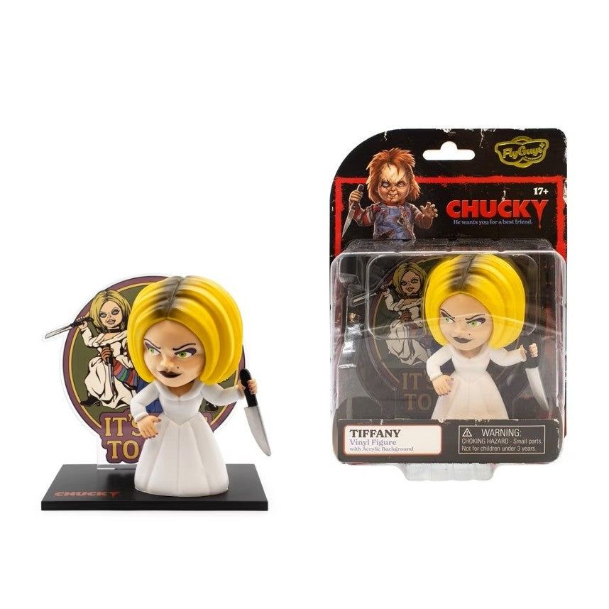 CultureFly FlyGuys Chucky- Tiffany- Collectible 4.5" Vinyl Figure with Acrylic Background