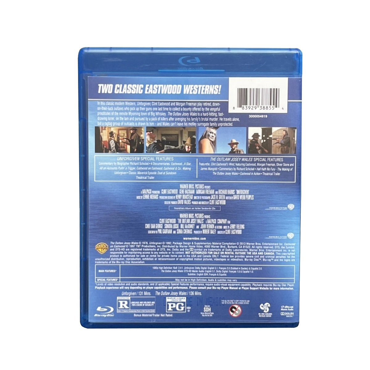 Clint Eastwood in UNFORGIVEN / THE OUTLAW JOSEY WALES Double Feature 2-Disc Blu-ray (2013, Warner Bros)