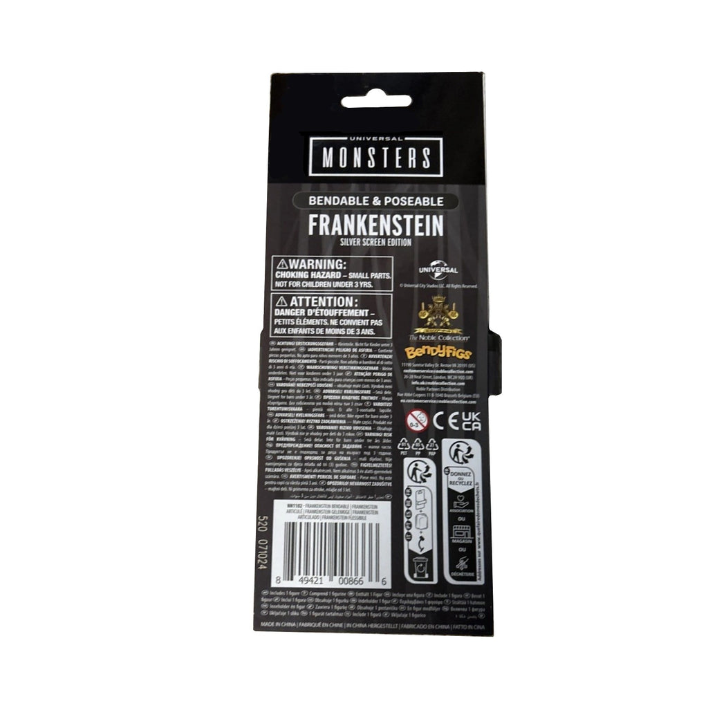 The Noble Collection Universal Monsters- Frankenstein (Silver Screen Edition)- Bendable & Poseable 7" Tall BendyFig