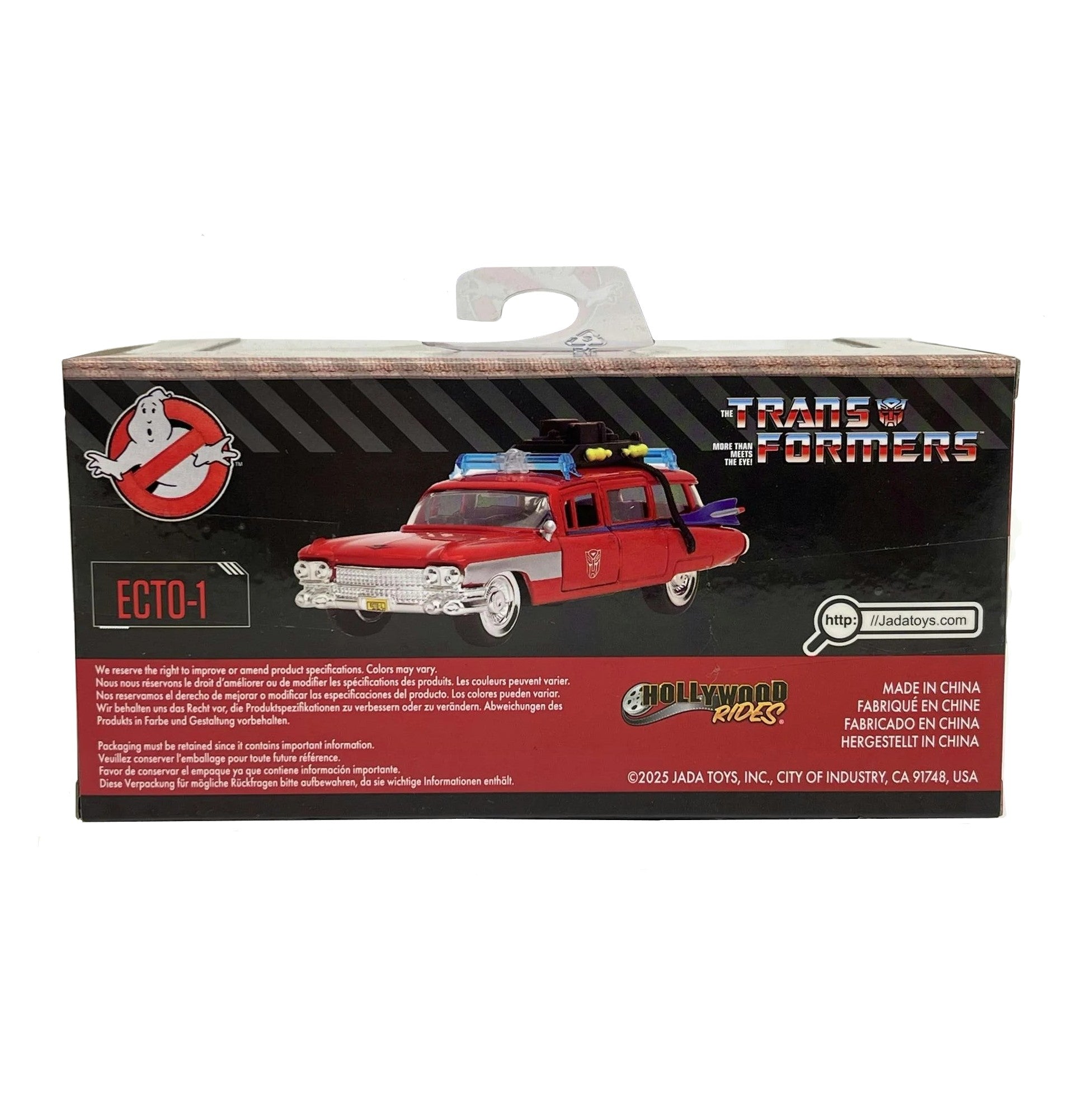 Jada Hollywood Rides- Ecto-1 -Transformers x Ghostbusters G-1 Mashup Die-cast Car with Opening Doors, 1:32 Scale