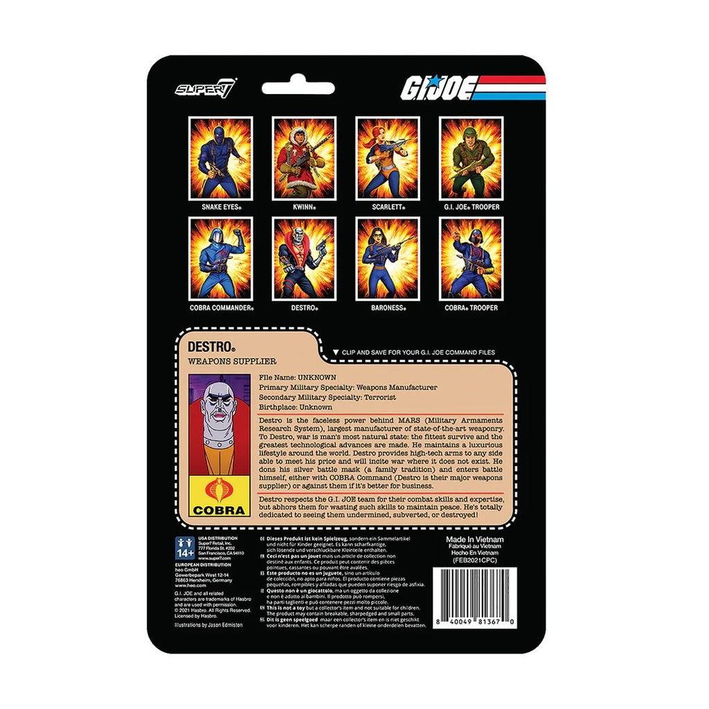Super7 G.I. Joe Wave 1- Destro- ReAction Figure