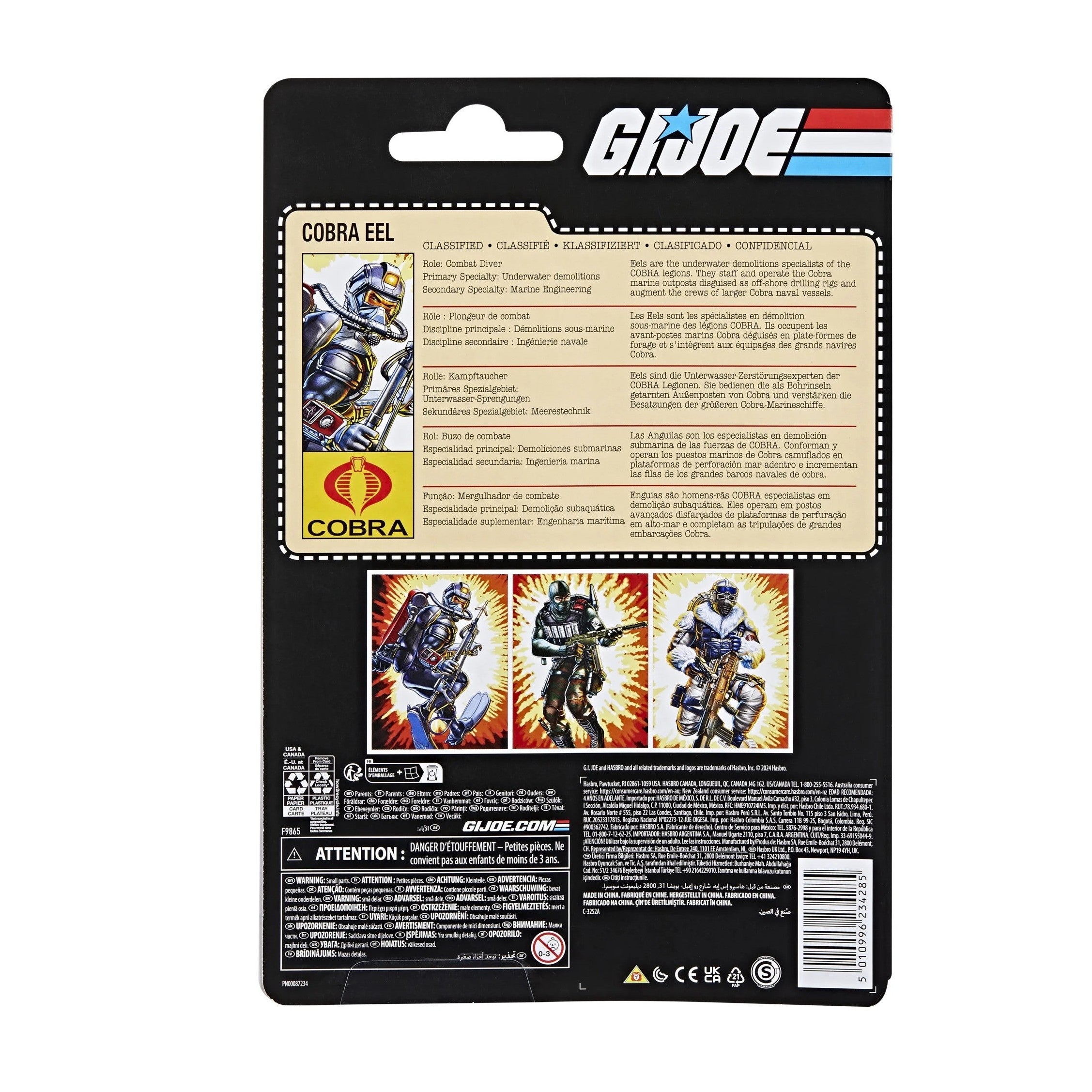 G.I. Joe Classified Series Retro Cardback, Cobra Eel, 6” Action Figure