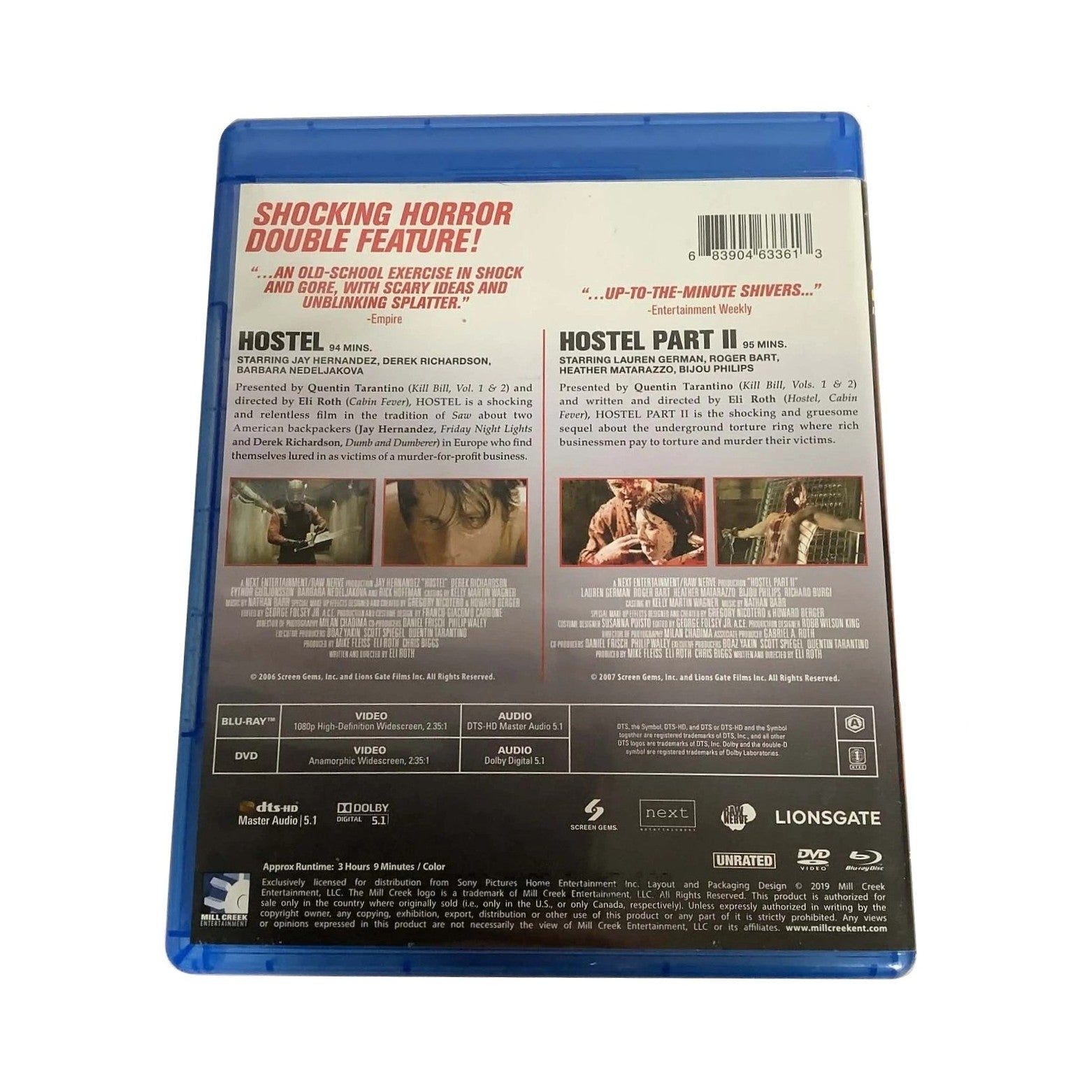 HOSTEL (Horror Double Feature) Blu-ray + DVD (2019, Mill Creek Entertainment)