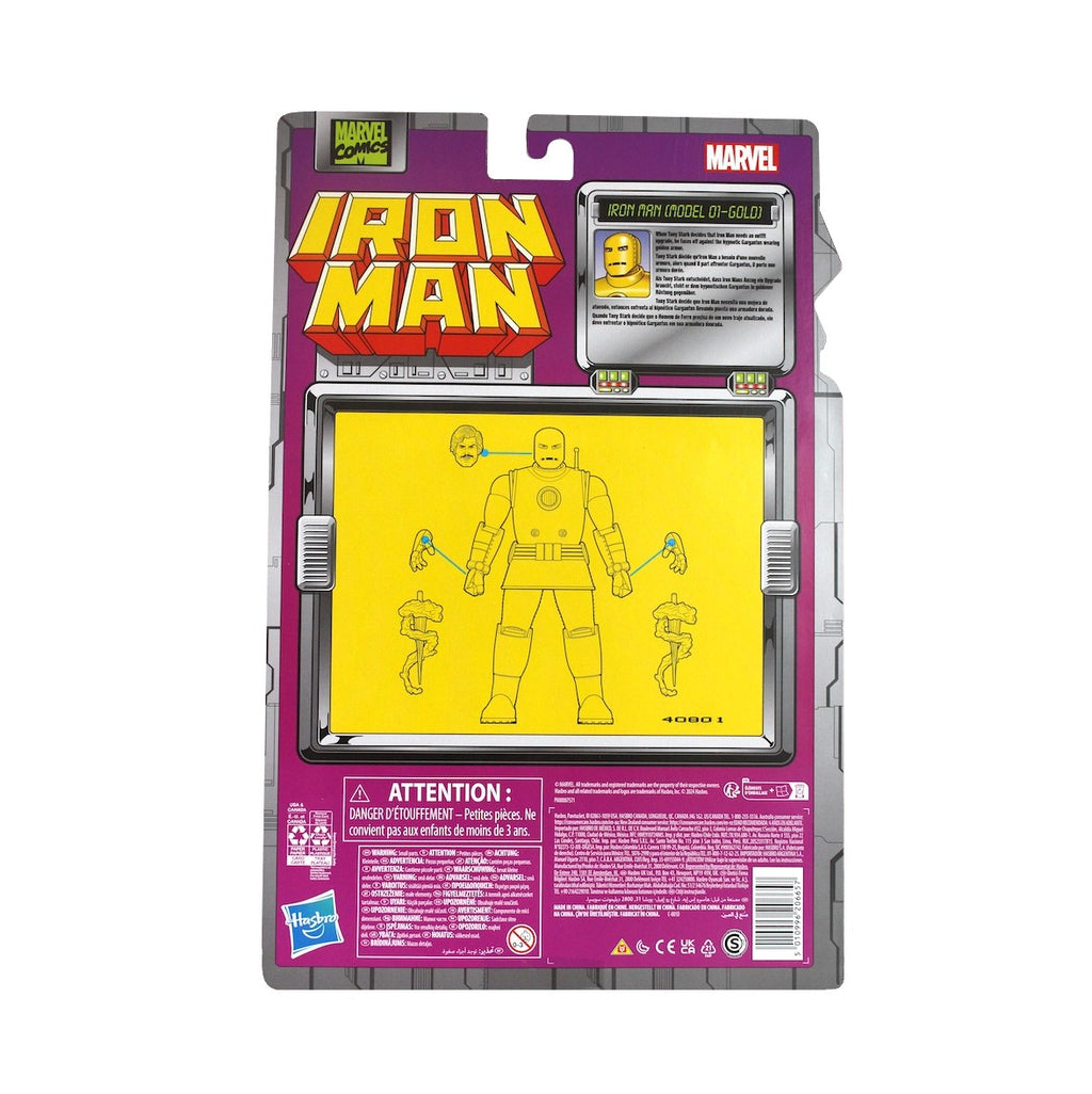 Marvel Legends Retro- Iron Man (Model 01- Gold)- 6" Collectible Carded Action Figure