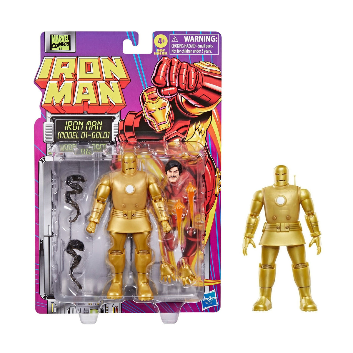 Marvel Legends Retro- Iron Man (Model 01- Gold)- 6" Collectible Carded Action Figure