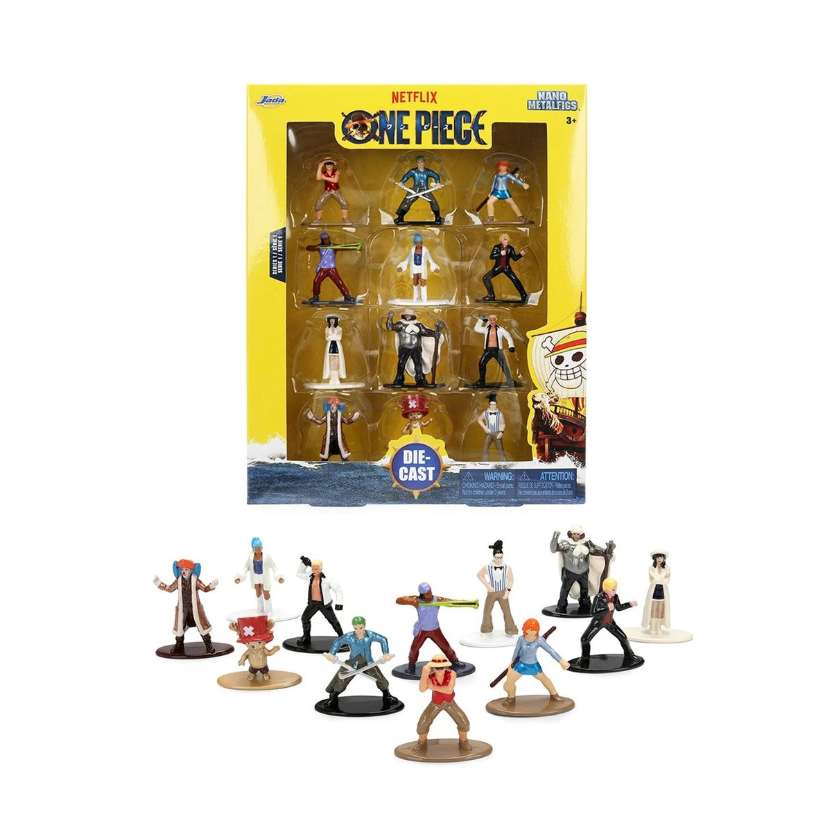 Jada Toys Netflix One Piece Nano MetalFigs Collectible Die-Cast 1.65" 12-Pack Figure Set