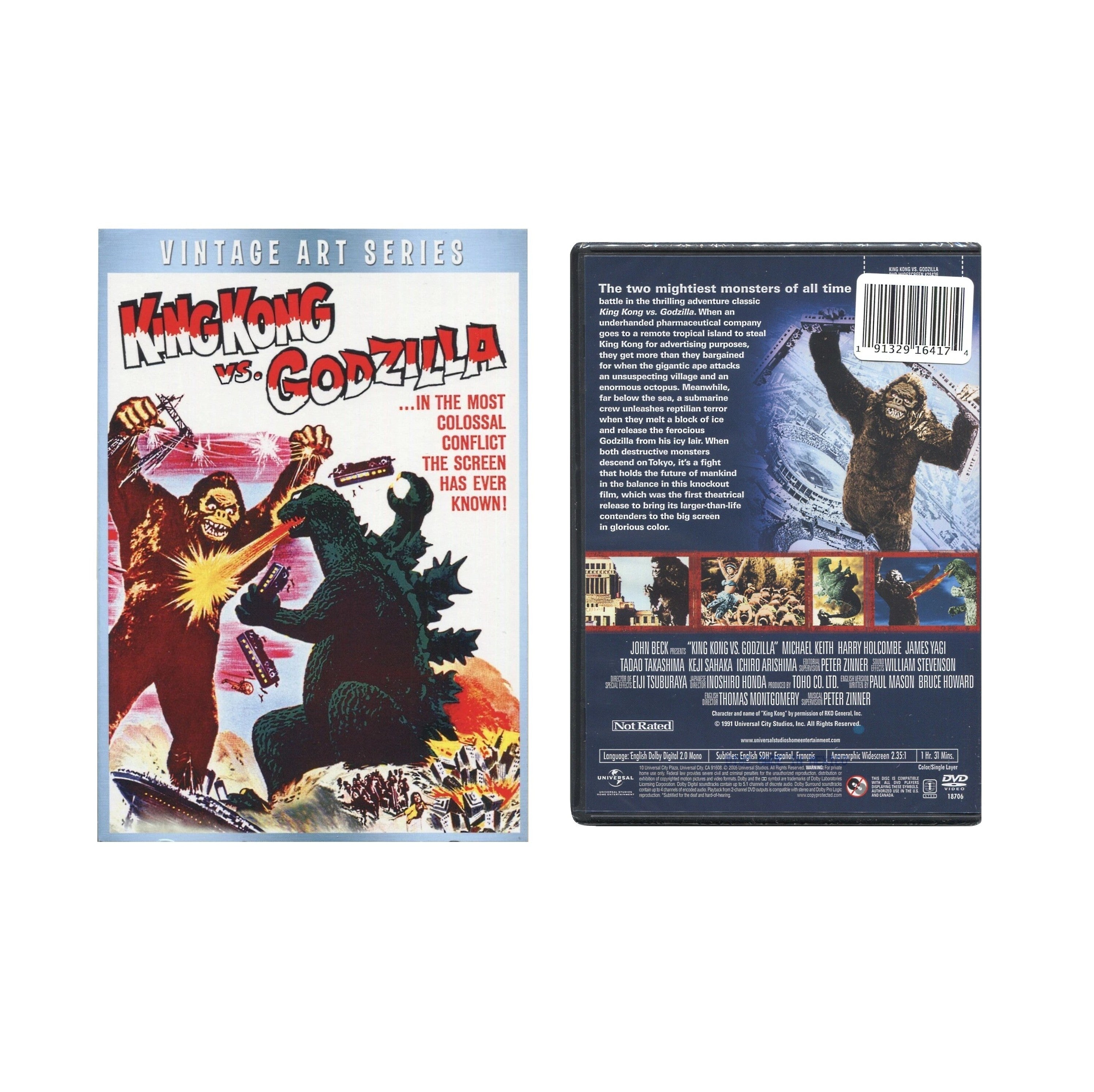 KING KONG VS. GODZILLA (1963) DVD (2018, Universal) with Collectible Vintage Art Series Slipcover