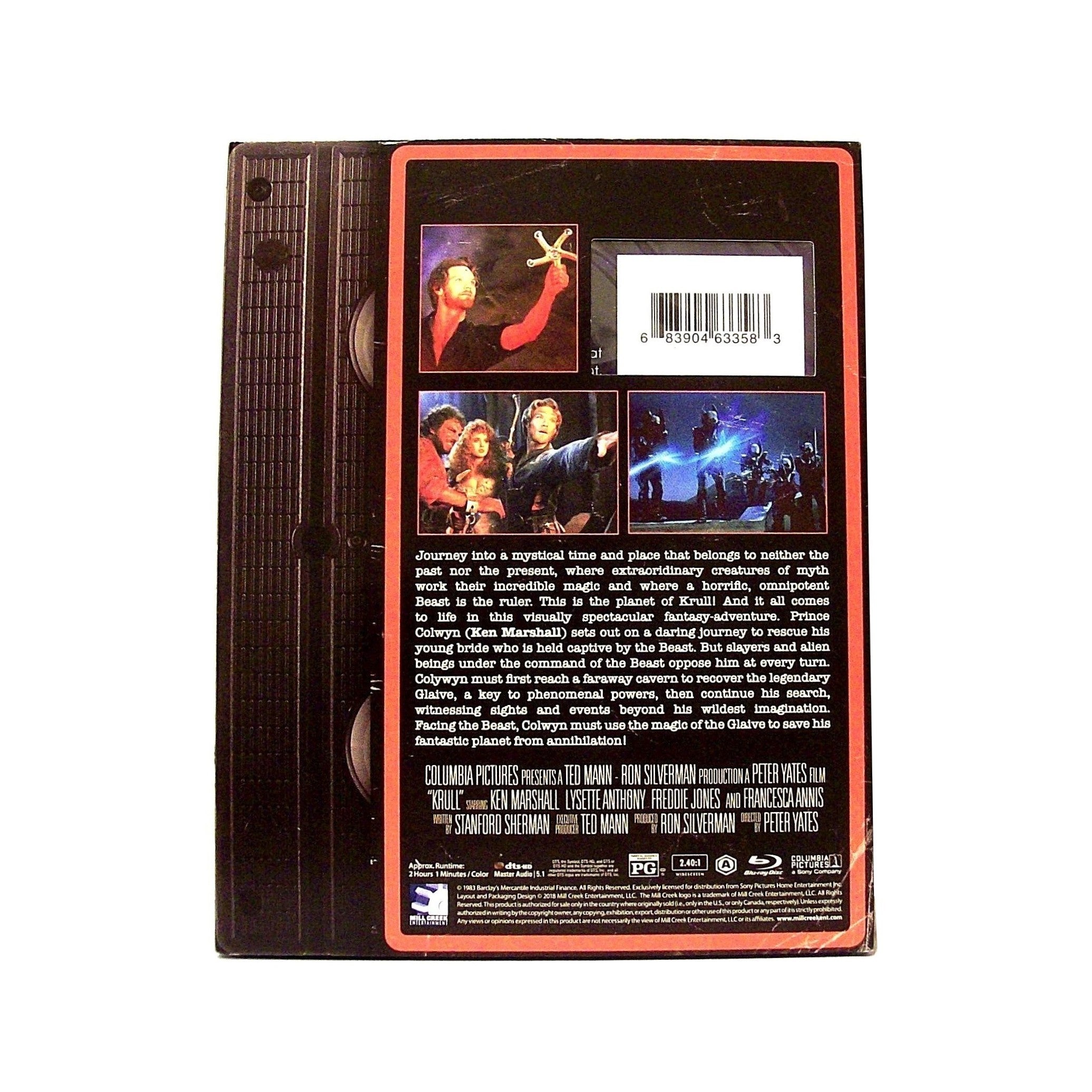 KRULL (1983) Blu-ray (2018, Mill Creek) with Collectible Retro VHS Themed Slipcover