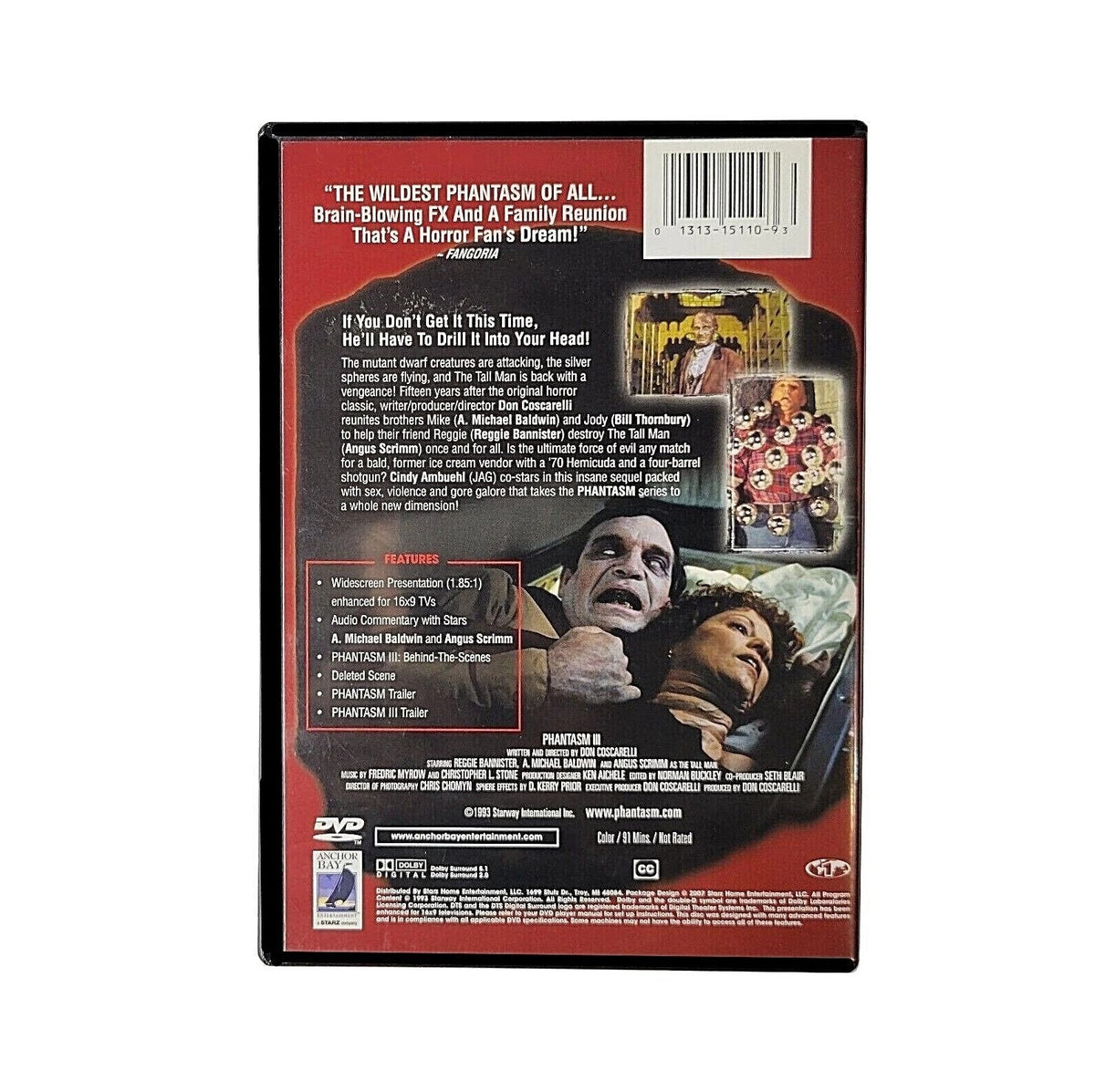 PHANTASM III: LORD OF THE DEAD (1994) Unrated Director's Cut DVD (2007, Starz, Anchor Bay)