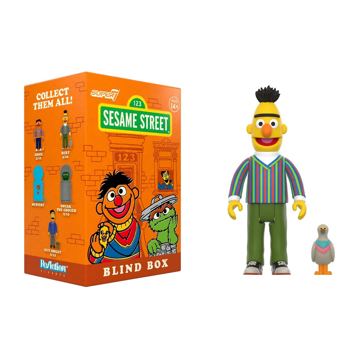 Super7 Sesame Street Wave 03 Blind Box ReAction Figure-Bert - 3.75" with Accessory