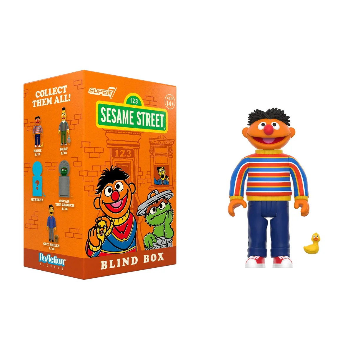 Super7 Sesame Street Wave 03 Blind Box ReAction Figure- Ernie - 3.75" with Accessory