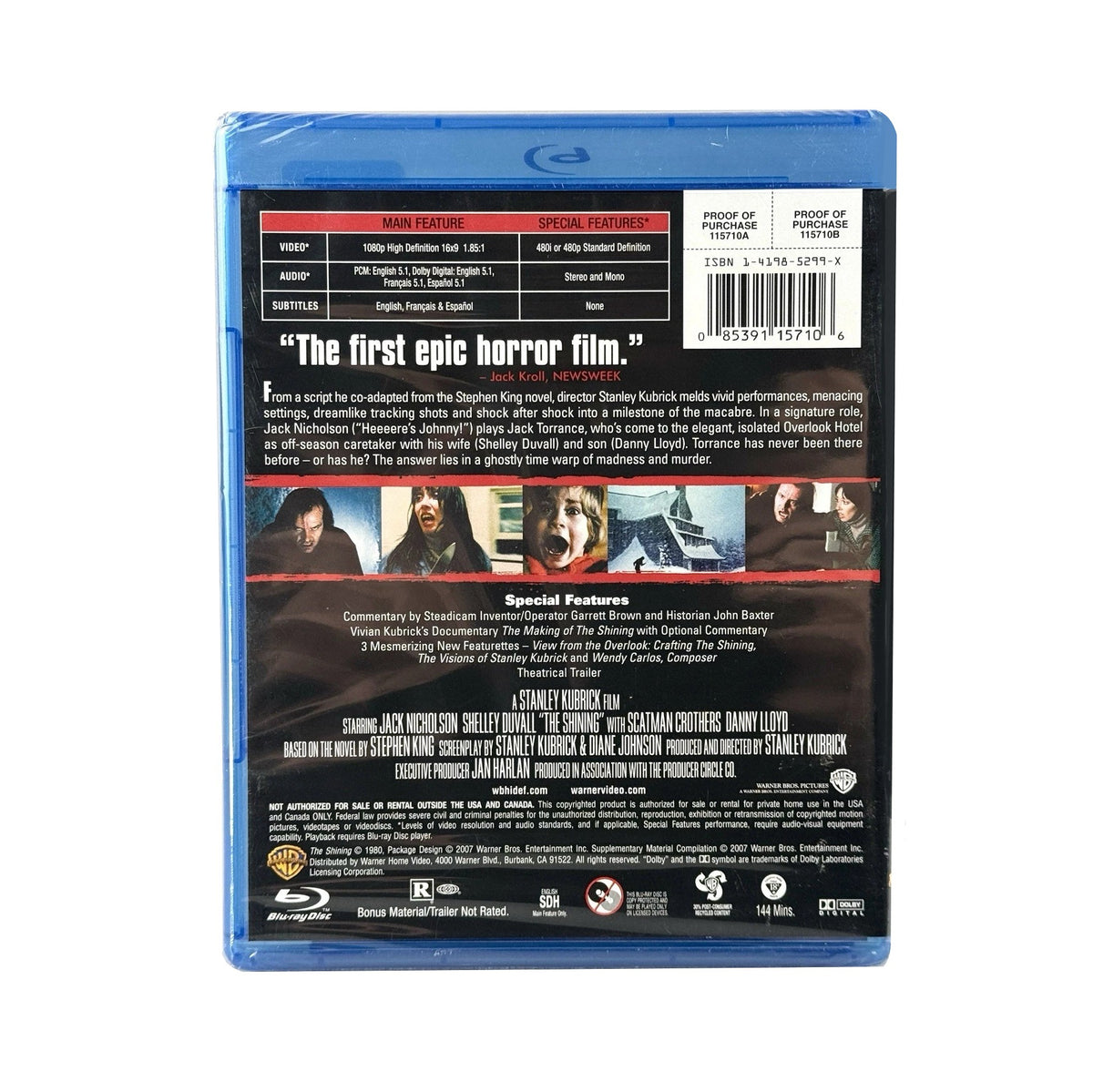 Stanley Kubrick's THE SHINING (1980) Blu-ray (2007, Warner Bros)