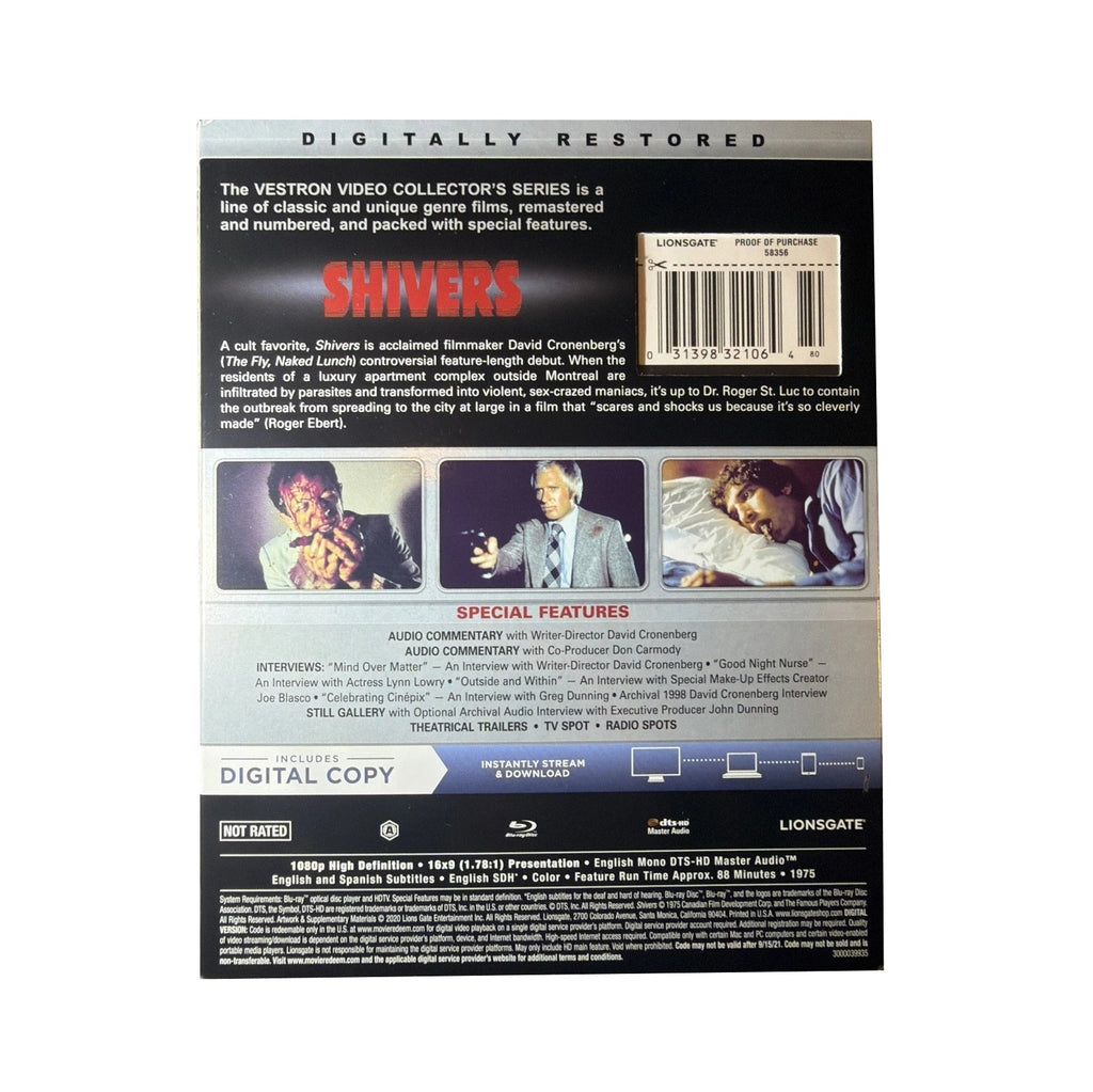 SHIVERS (1975) Collector's Series Blu-ray (2020, Vestron Video)