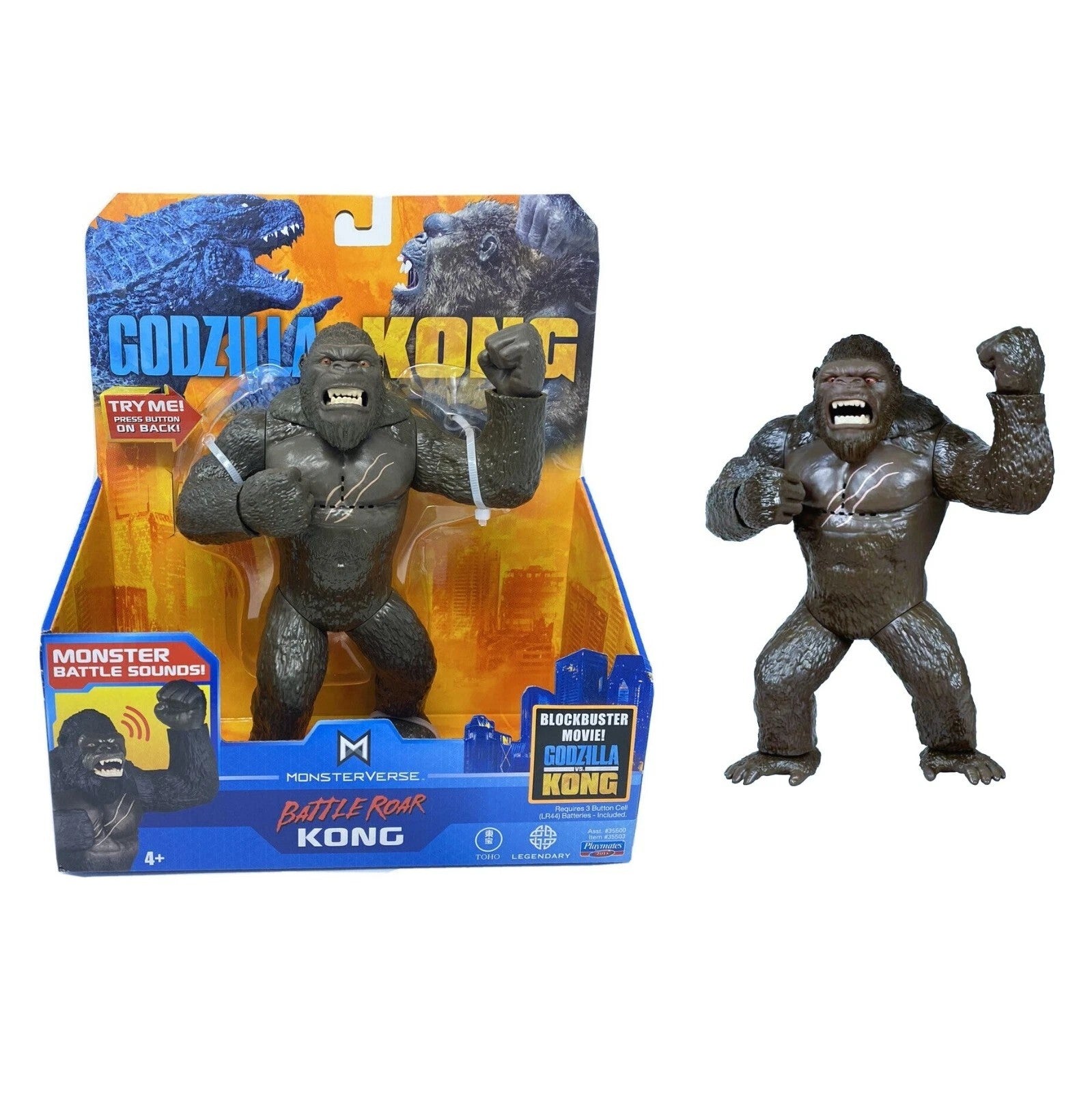 BATTLE ROAR KONG Playmates Toys 7" Godzilla vs Kong Action Figure (2021) with Sound