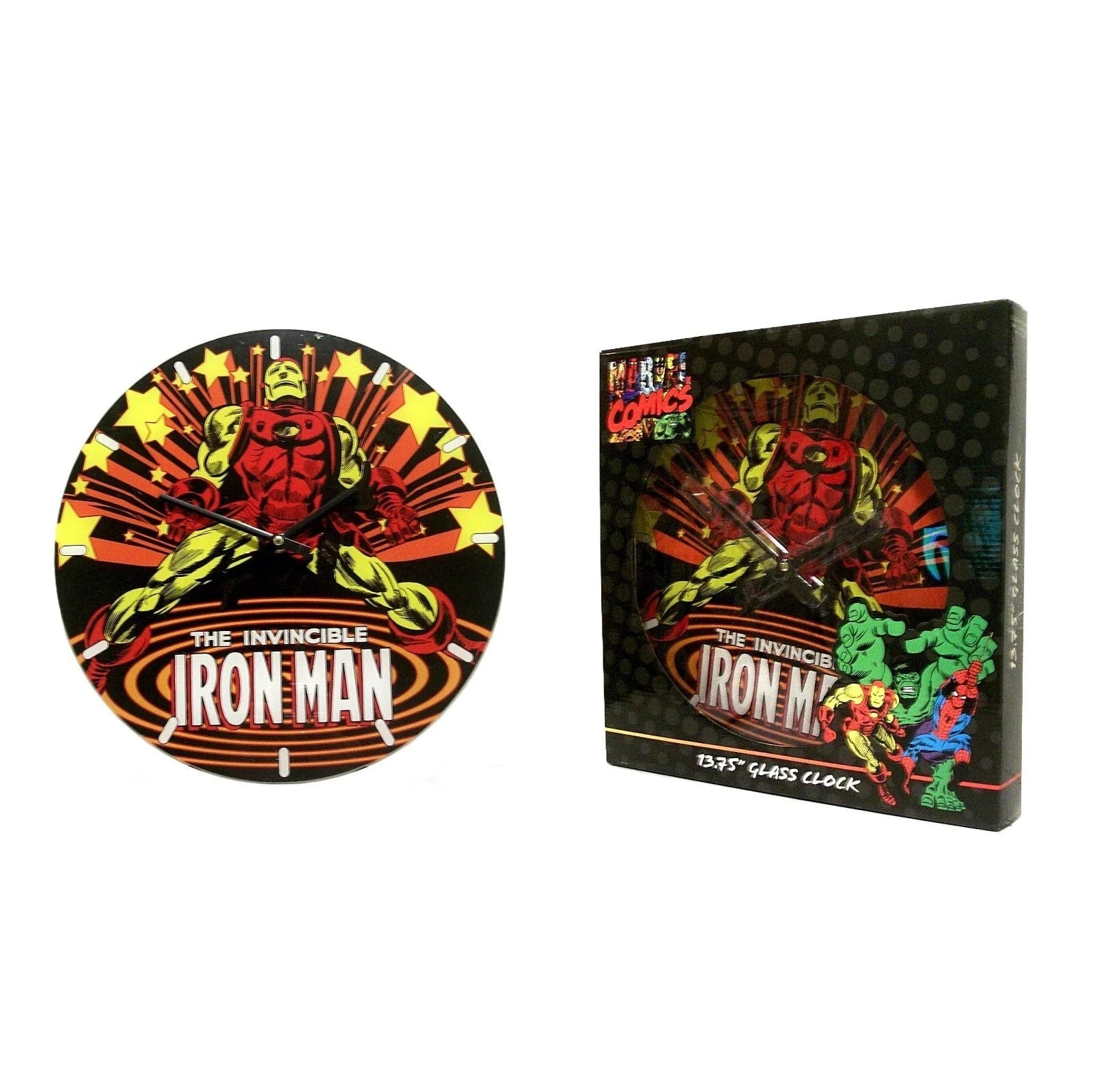 IRON MAN Marvel Comics Retro 13.75-inch Collectible Glass Clock (2010)
