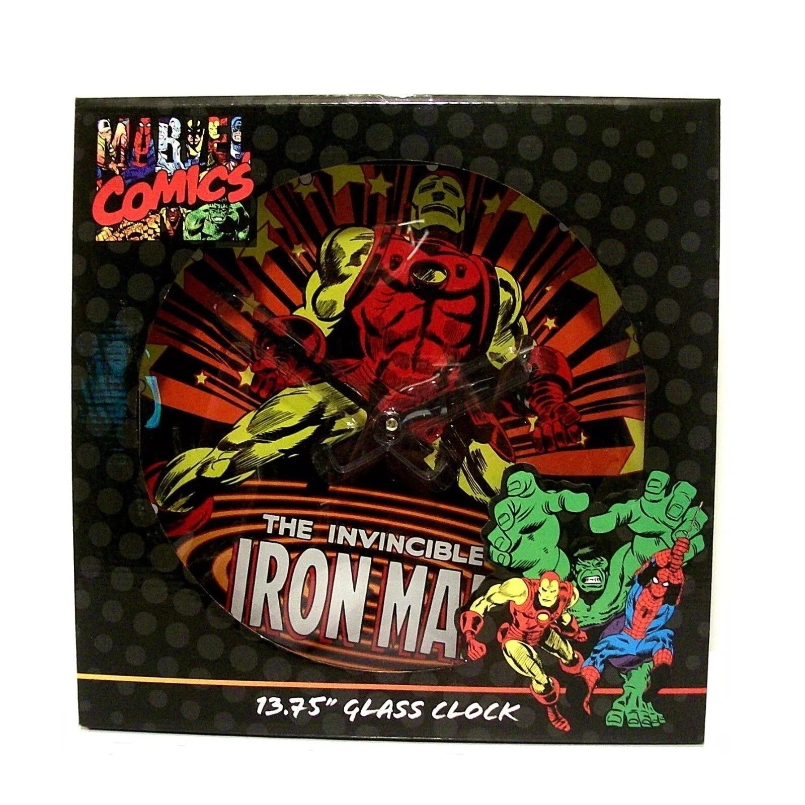 IRON MAN Marvel Comics Retro 13.75-inch Collectible Glass Clock (2010)