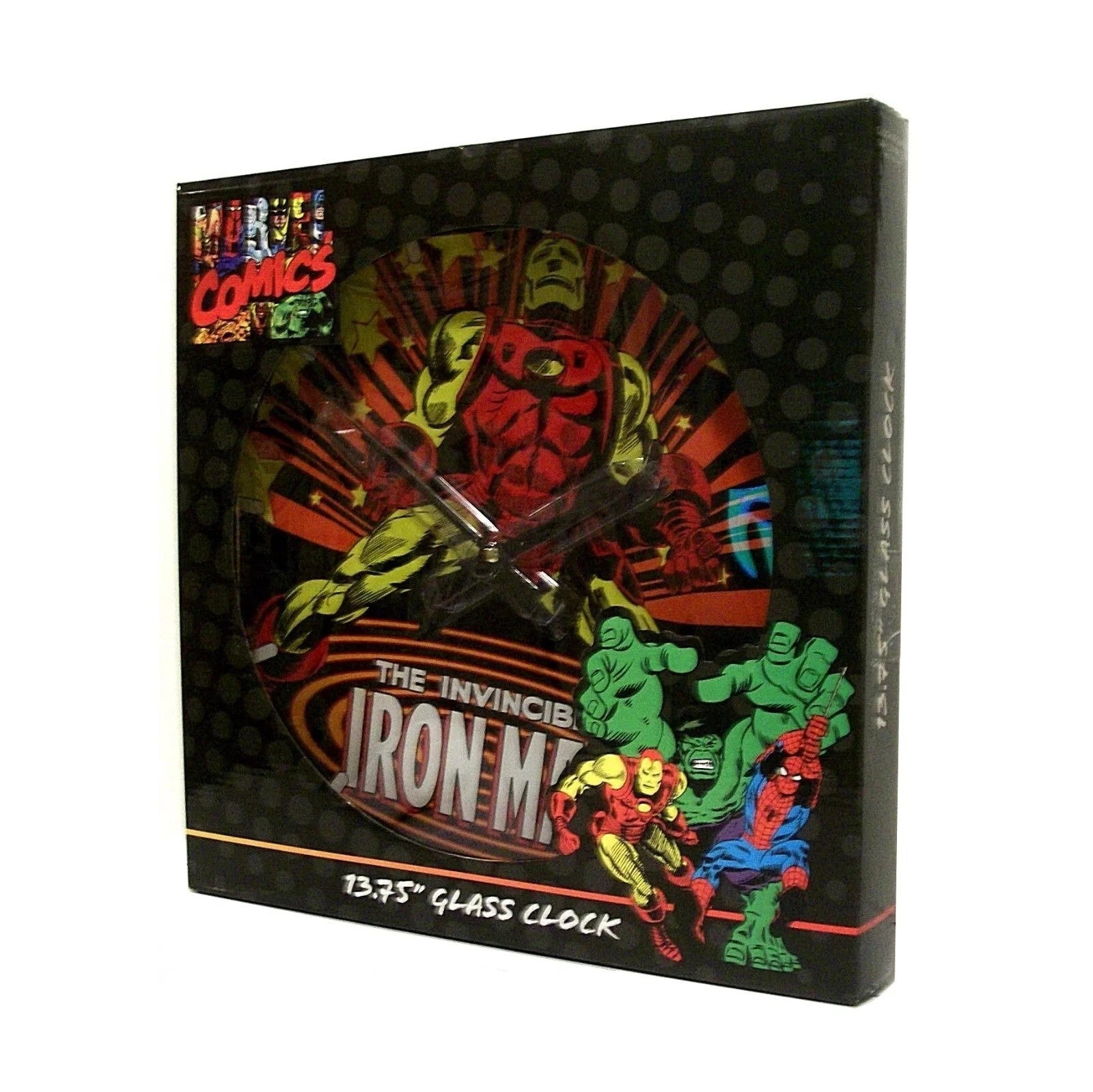 IRON MAN Marvel Comics Retro 13.75-inch Collectible Glass Clock (2010)